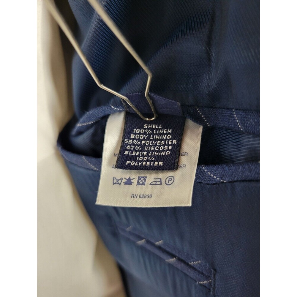 Lands End Mens Blue Linen Pinstripe Sport Coat‎ Jacket 44 - Picture 10 of 11